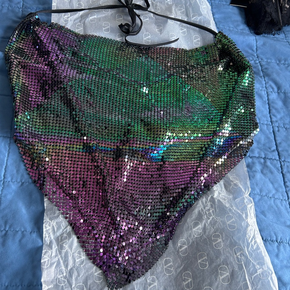 Iridescent Sequin Halter Top